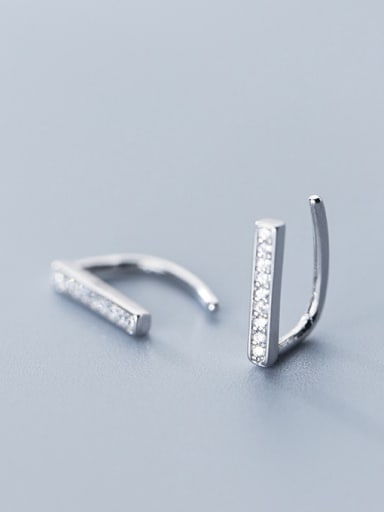 925 Sterling Silver With Silver Plated Simplistic Geometric Hook Earrings