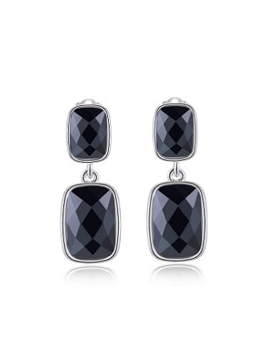 High-grade Double Square Austria Crystal Drop Earrings