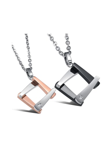 Fashion Hollow Square Titanium Plating Lovers Necklace