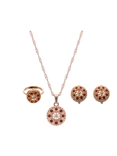 Alloy Imitation-gold Plated Fashion Rhinestones Hollow Two Pieces Jewelry Set