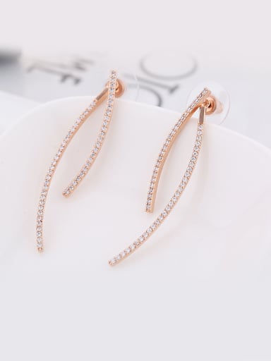 Simple Rose Gold Plated Cubic Zirconias Copper Stud Earrings