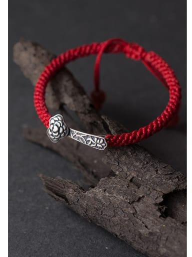 925 Sterling Silver With Antique Silver Plated and Ruyi  red rope Woven & Braided Bracelets