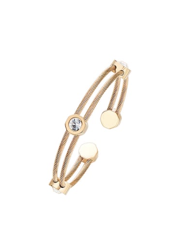 Simple Two-band austrian Crystals Opening Bangle