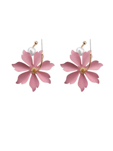 Alloy With Champagne Gold Plated Fashion Flower Hook Earrings