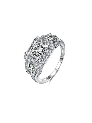 Exquisite 925 Silver Geometric Shaped Zircon Ring