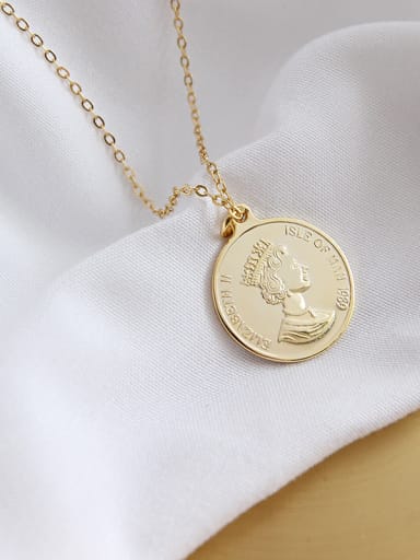 Sterling Silver Elizabeth coin gilded Pendant Necklace