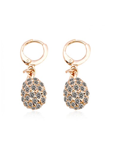 Rose Gold Round Shaped Austria Crystal Drop Earrings