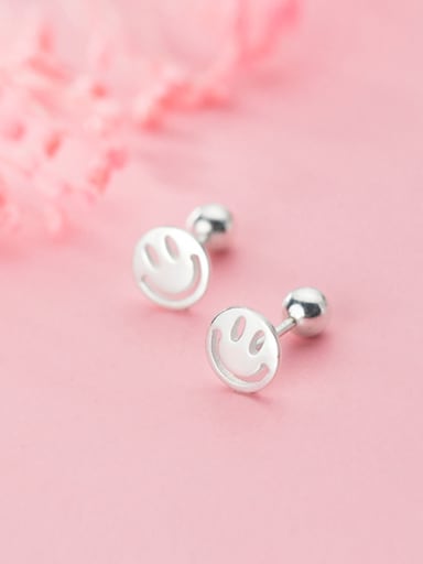 925 Sterling Silver With Gold Plated Simplistic Face Stud Earrings