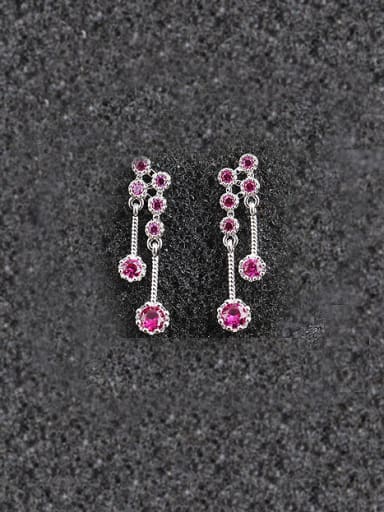 Ruby Sterling Silver Nickel Free Plating Thickness Of Platinum Chandelier earring,