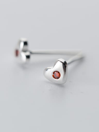 Trendy Heart Shaped S925 Silver Rhinestones Stud Earrings