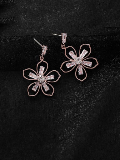 Alloy With Rose Gold Plated Simplistic Flower Drop Earrings