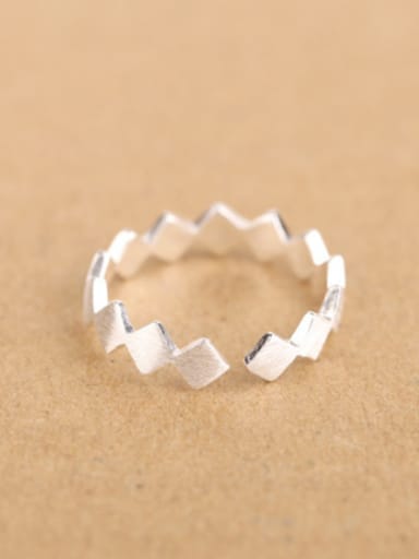 Simple Geometrical Silver Opening Midi Ring