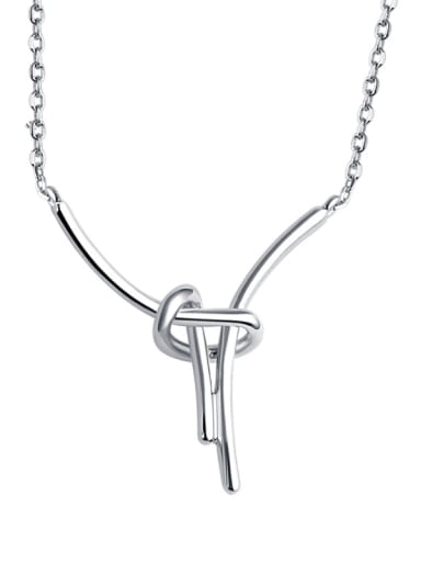 925 Sterling Silver With White Gold Plated Simplistic Irregular Necklaces