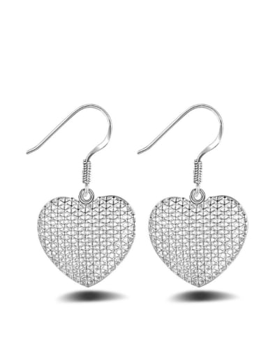 Heart-shape Noble White Gold Plated Drop Earrings