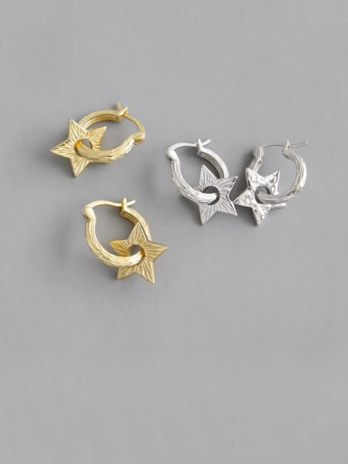 925 Sterling Silver With Gold Plated Personality Hollow Star Clip On Earrings