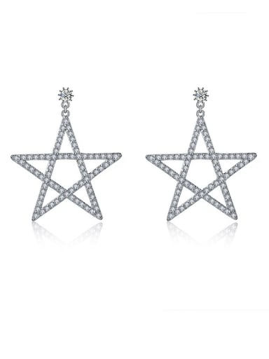 Copper With Platinum Plated Fashion five-pointed star Stud Earrings