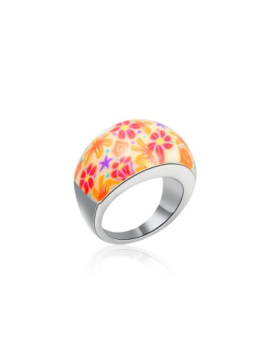 custom Elegant Flower Pattern Polymer Clay Ring