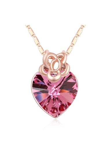 Fashion Heart austrian Crystal Little Flower Alloy Necklace
