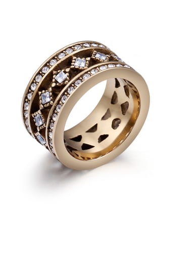 Stainless Steel With Brass Plated Cubic Zirconia Fashion Band Rings