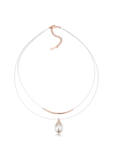 Simple Double Layer Water Drop Imitation Pearl Alloy Necklace