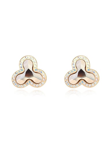 Simple Shiny austrian Crystals Champagne Gold Alloy Stud Earrings