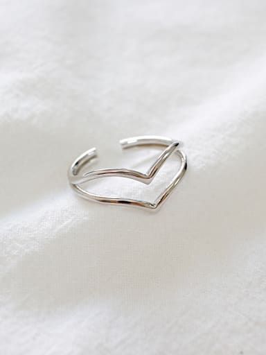 Simple Two-band V-shaped Letter Opening Silver Ring
