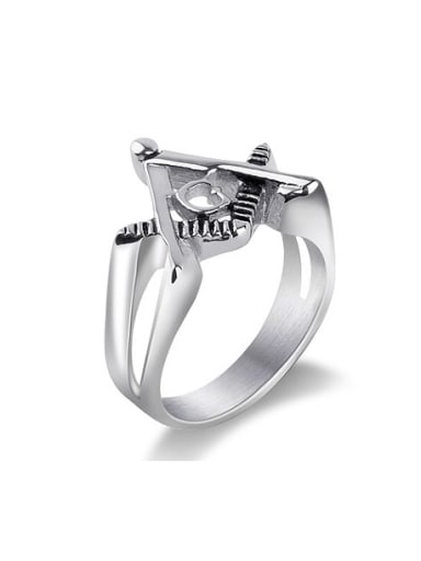 Titanium Freemason Logo Statement Ring