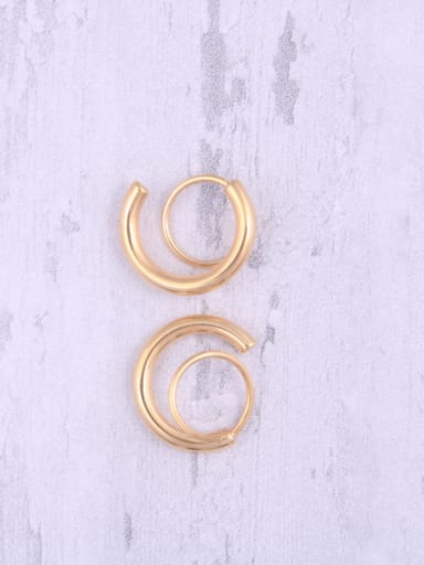 Titanium With Gold Plated Simplistic  Hollow Geometric Hoop Earrings