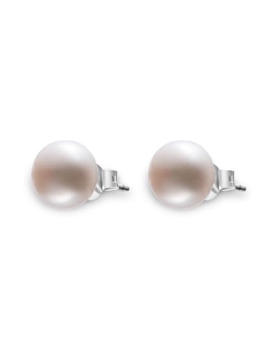 Simple Oblate Freshwater Pearl stud Earring