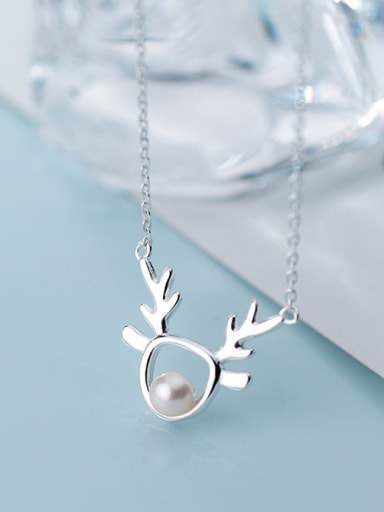 925 Sterling Silver With Silver Plated Personality Bee-joo Antler Necklaces
