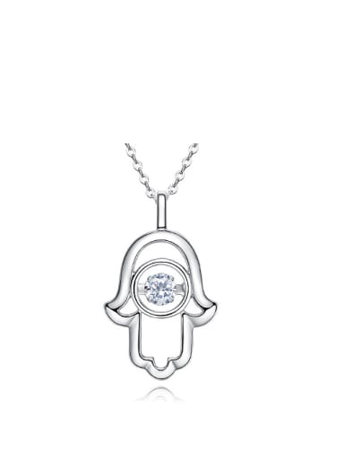 Simple Hollow God's Hand Rotational Zircon 925 Silver Pendant