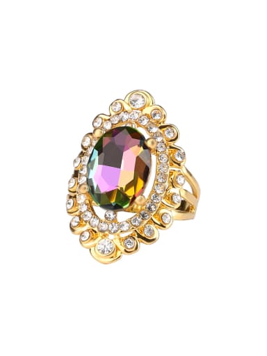 Exaggerated Noble Oval Crystal Rhinestones Alloy Ring