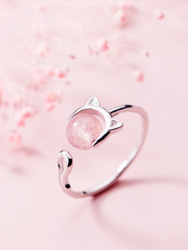 Simple and stylish cute kitten free size ring