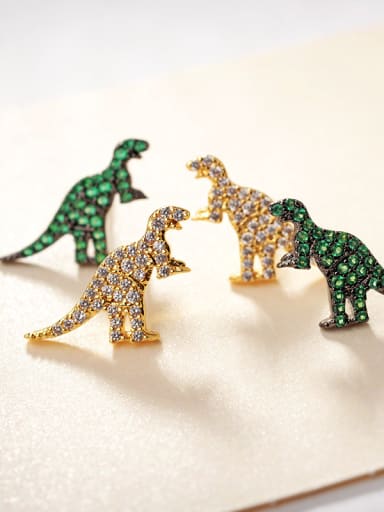Micro-inlaid zircon dinosaur earrings