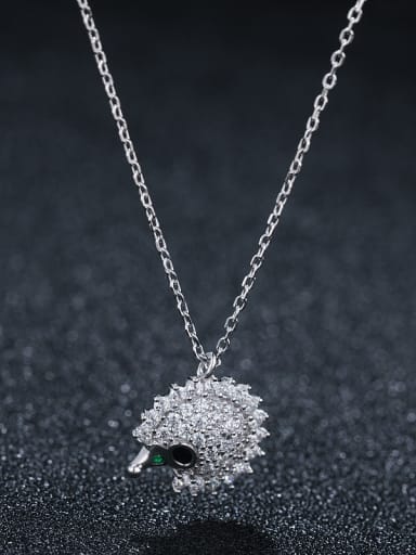 925 Sterling Silver With Platinum Plated Cute Animal Hedgehog Necklaces
