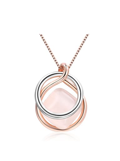 Double Color Design Round Shaped Opal Necklace