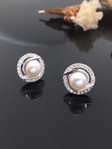 Fashion Freshwater Pearl Round stud Earring