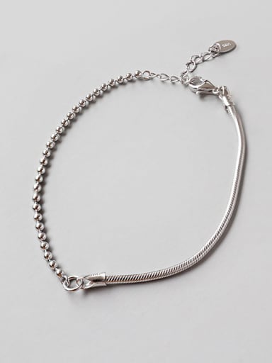 Sterling Silver personality snake chain  asymmetrical Bracelet