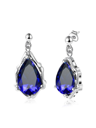 Temperament Blue Glass Beads Stud Earrings