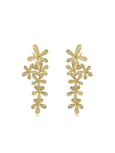 Temperament 18K Gold Plated Flower Shaped Drop Earrings