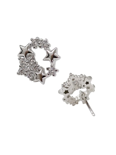 Fashion Tiny Star Cubic Zirconias Silver Stud Earrings