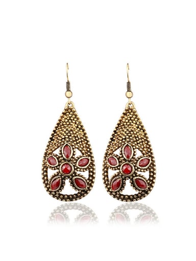 Bohemia style Antique Gold Plated Resin stones Water Drop Alloy Drop Earrings
