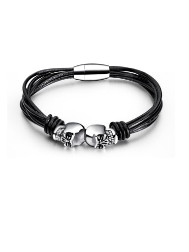 Stainless Steel With Platinum Plated Simplistic Skull Bracelets