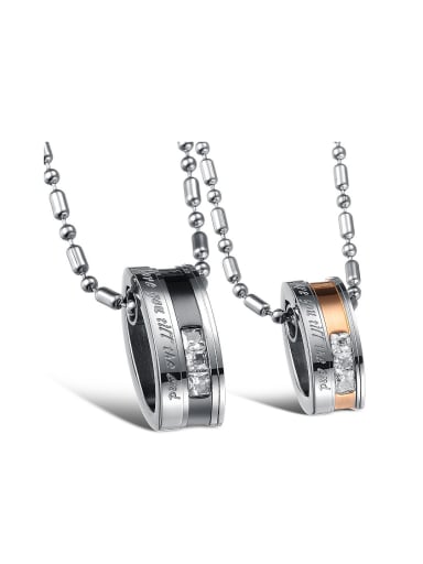 Fashion Rhinestones Oval Titanium Pendant Lovers Necklace
