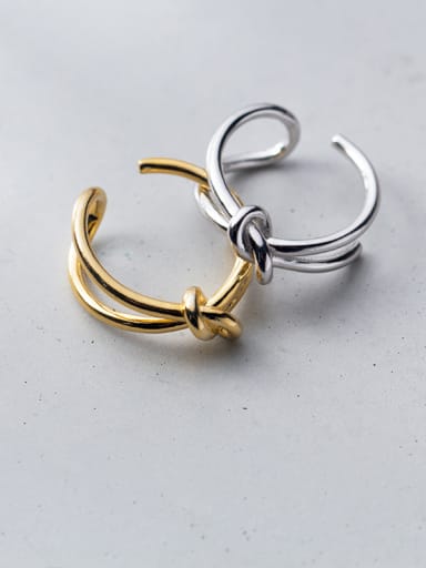 925 Sterling Silver With 18k Gold Plated Simplistic Knot free size Rings