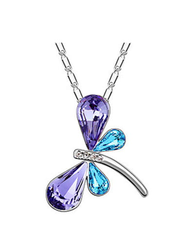 Fashion Dragonfly austrian Crystals Pendant Alloy Necklace