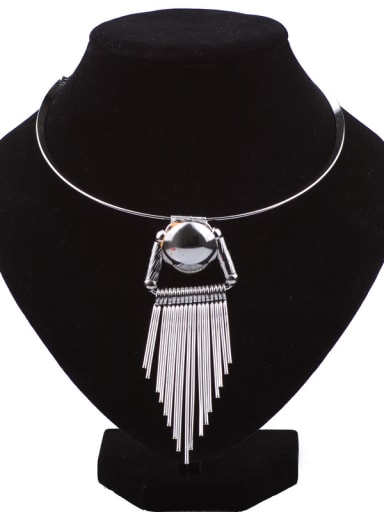 Personalized Tassels Alloy Silver Plated Necklace