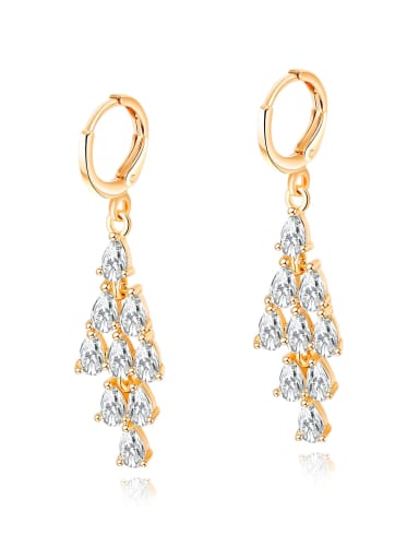 Copper With 18k Gold Plated Trendy Water Drop Earrings