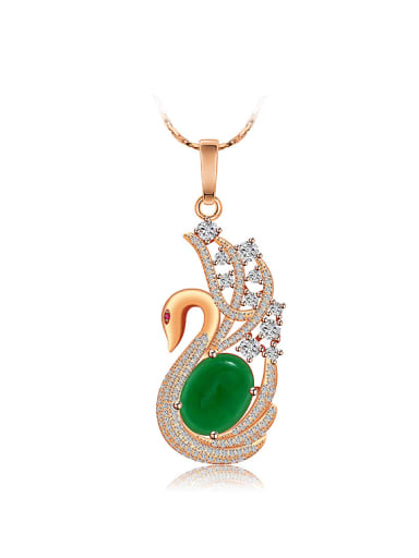 Copper Alloy Rose Gold Plated Creative Swan Zircon Necklace
