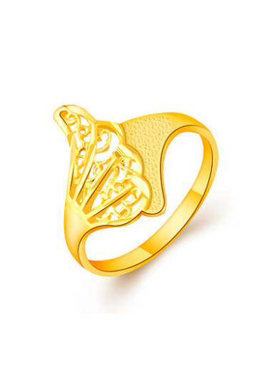Women Fashion 24K Gold Plated Geometric Design Copper Ring